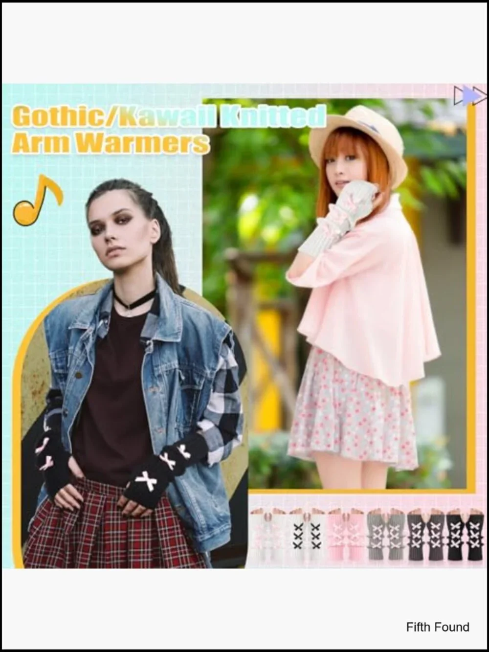 6 Pairs Arm Warmers Kawaii Sleeves Y2k Harajuku Lolita Style Fingerless Gloves